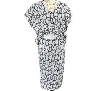 Vintage 80s Brenda French Loom Knit Sweater Women's Skirt Set